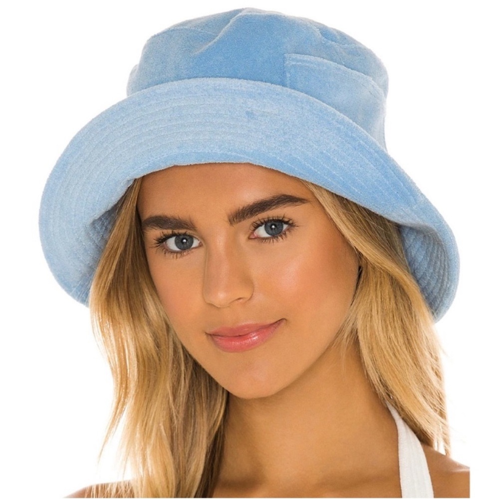 Lack Of Color Wave Terry Light Blue Womens Bucket Hat Soft Plush Fashion Hat S/M